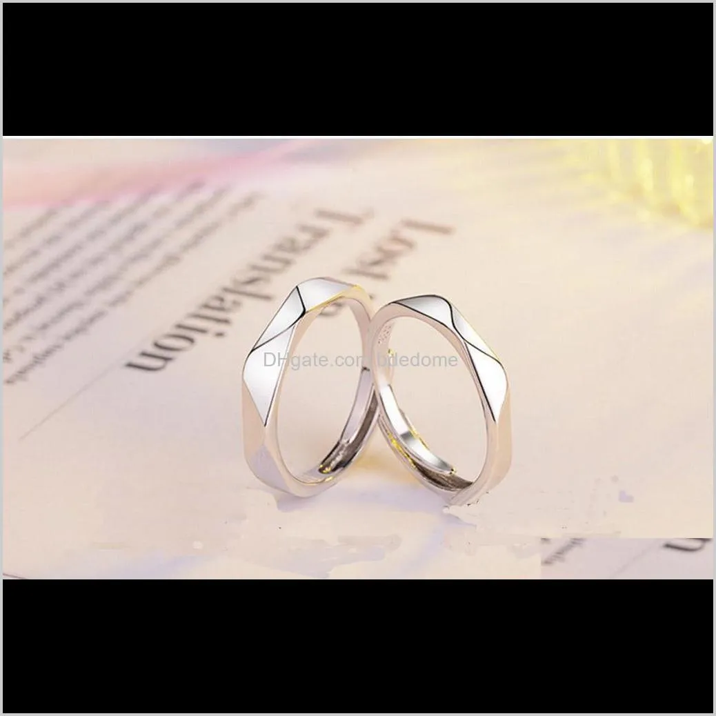 lovers couple ring brass simple triangle shape finish imitation rhodium plated for woman man opening adjust circle size