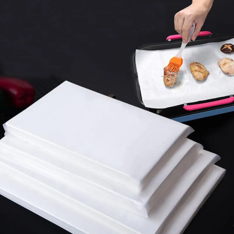 Non-Stick Barbecue Greaseproof Paper Oven Plate Square Pad Baking High Temperature Silicone Oil Papers