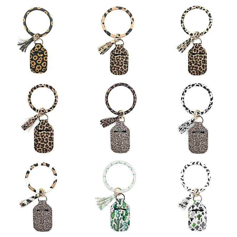 Bracelet désinfectant pour les mains porte-bouteille néoprène porte-clés porte-clés en cuir PU Bracelets suspendus changement sac à main femmes filles décor