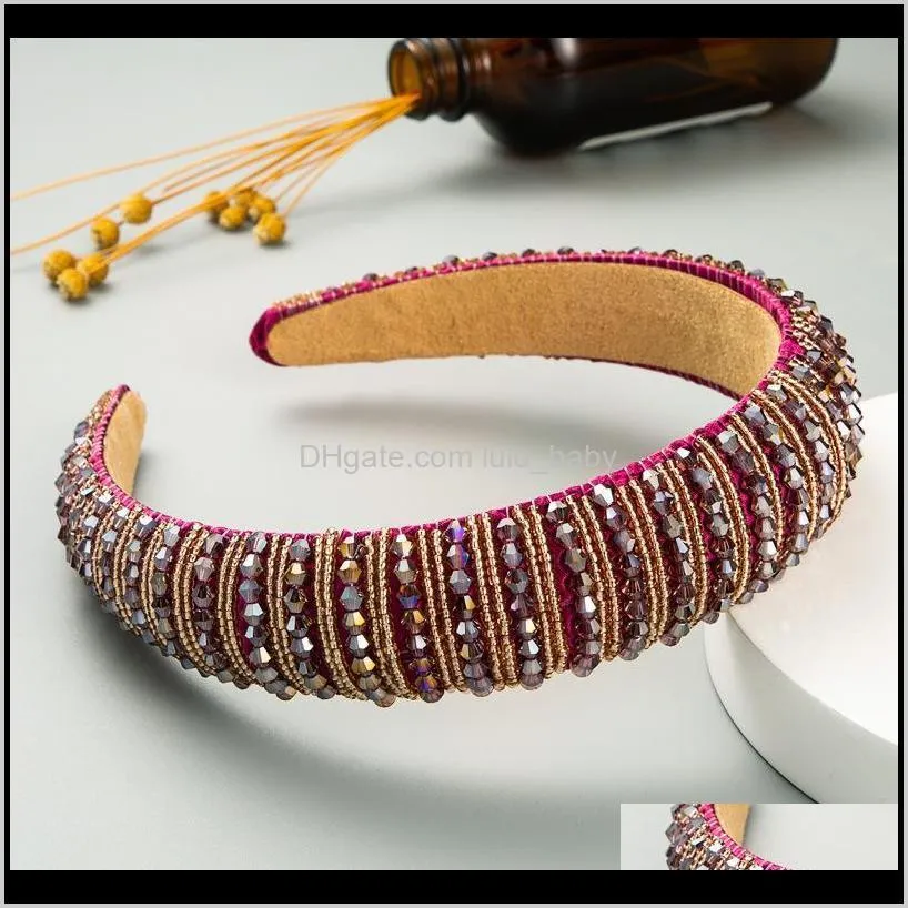 all-match sponge headband simple wide edge fashion handmade beaded net red crystal headband korean hair accessories