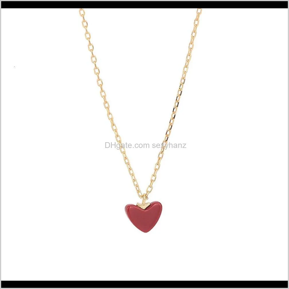 pendants s925 pure silver japanese and temperament little red heart necklace design simple love clavicle chain for women