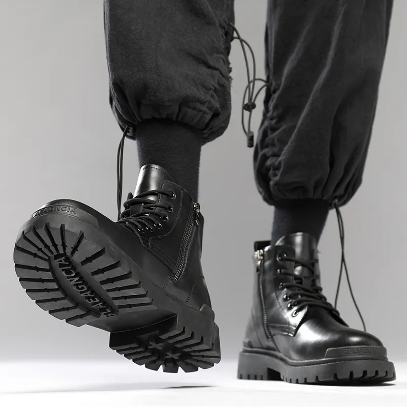 Luxury Black Military black ankle boots for Men Army Combat  