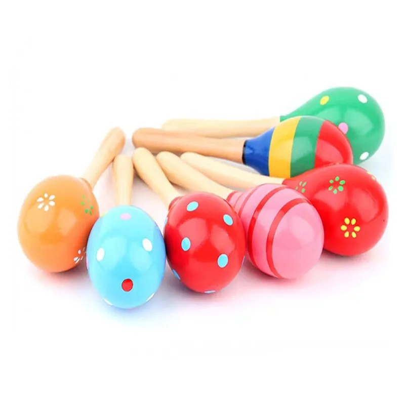 Todddlers Drewniany Sand Hammer Drewniane Maraca Rattles Kids Musical Party Favor Child Baby Shaker Toy Prezent Dropship 1054 Y2