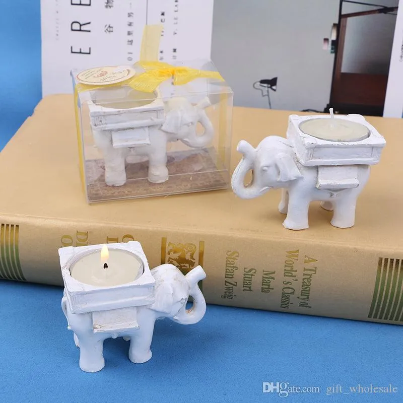 10st Harts Elephant Candle Holder på att sälja 2 stilar Ivory Lucky Elephants Tea Light Candle-Holder Bröllopsfest Favorit Heminredning Present Slitstarkt Ljusstake