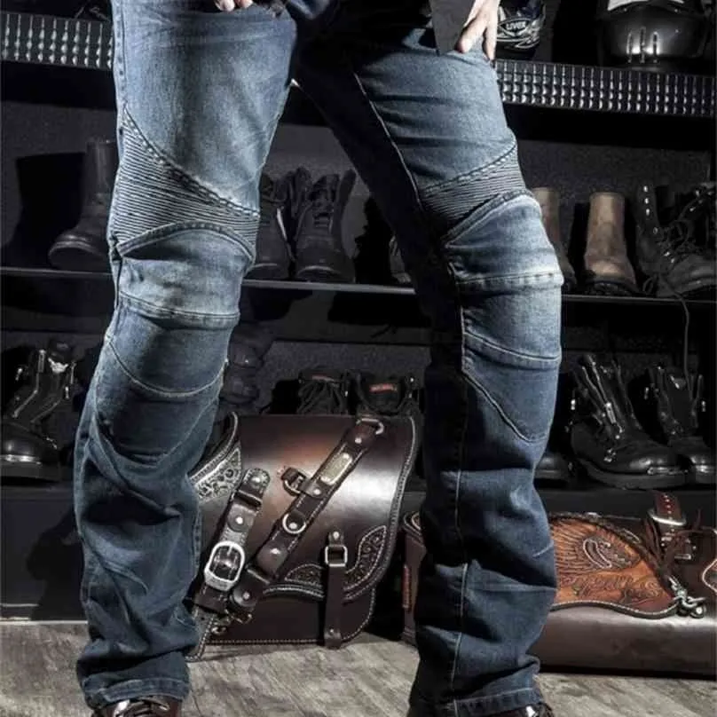 Mens Black Biker Jeans Motocycle Denim Byxor Man Sträcka Originalbyxor Off-Road Protection Kläder XXXXL Plus Storlek 210716