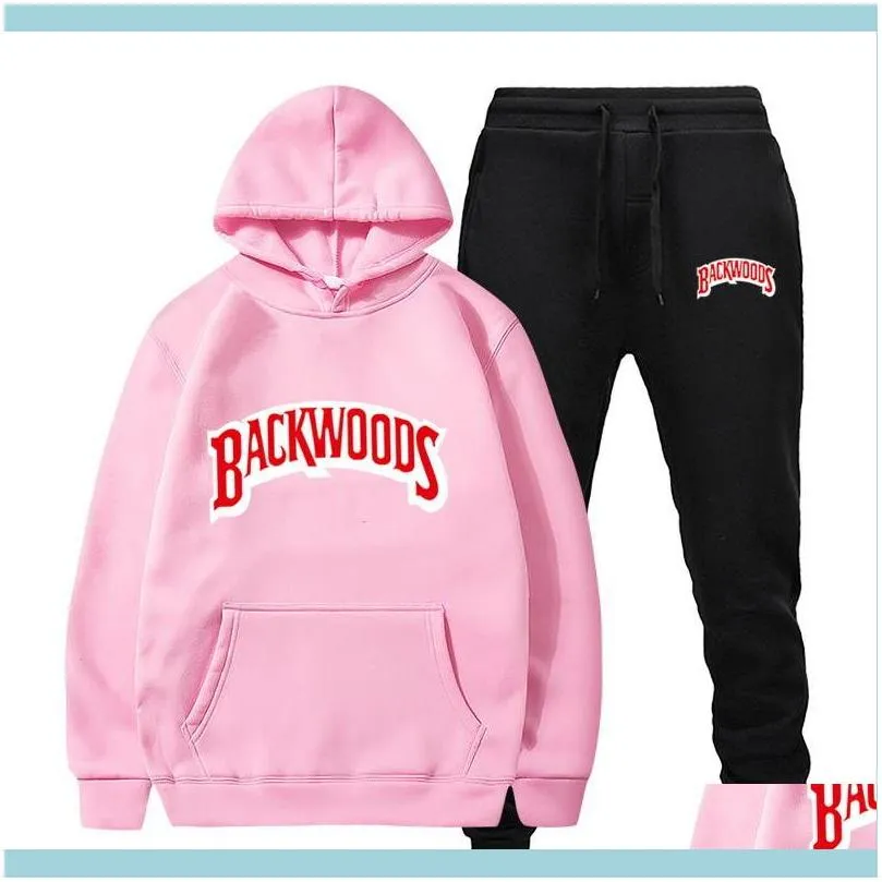 fashion brand Backwoods Men`s Set Fleece Hoodie Pant Thick Warm Tracksuit Sportswear Hooded Track Suits Male Sweatsuit Tracksuit