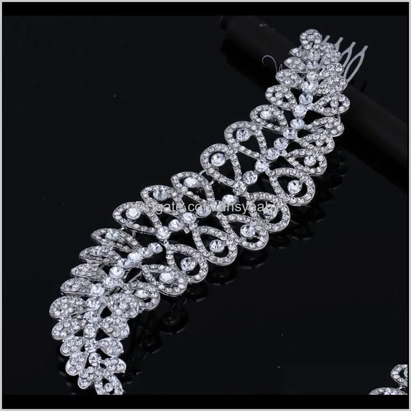 new elegant bridal hair comb tiara silver color long leaf flower big headpiece wedding hair comb accessories jewelry for women