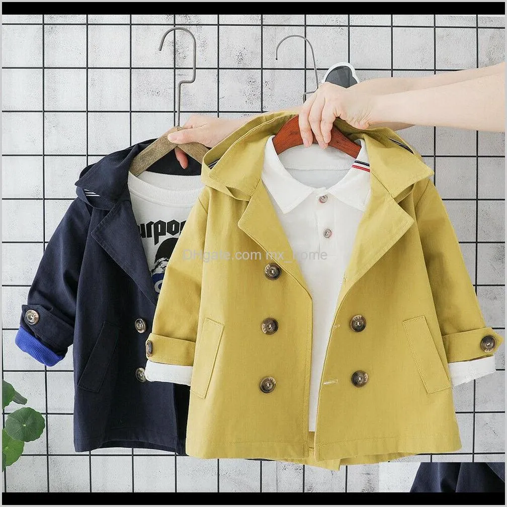 cute kids boy long sleeve fashion warm hooded wind coat trench coat 0-5 years