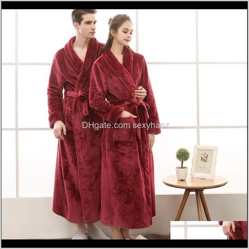 man and woman flannel plus size bath robe winter long bathrobe dressing gown womens robes sleepwear female sexy pajamas cotton1