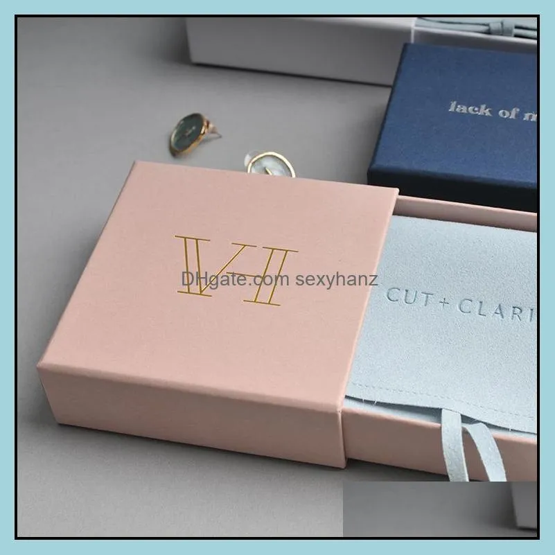 Jewelry Pouches, Bags Custom Embossed Logo Packaging Suits Personalized Box & Pouch For Business Envelope Microfiber Bag Chic Small