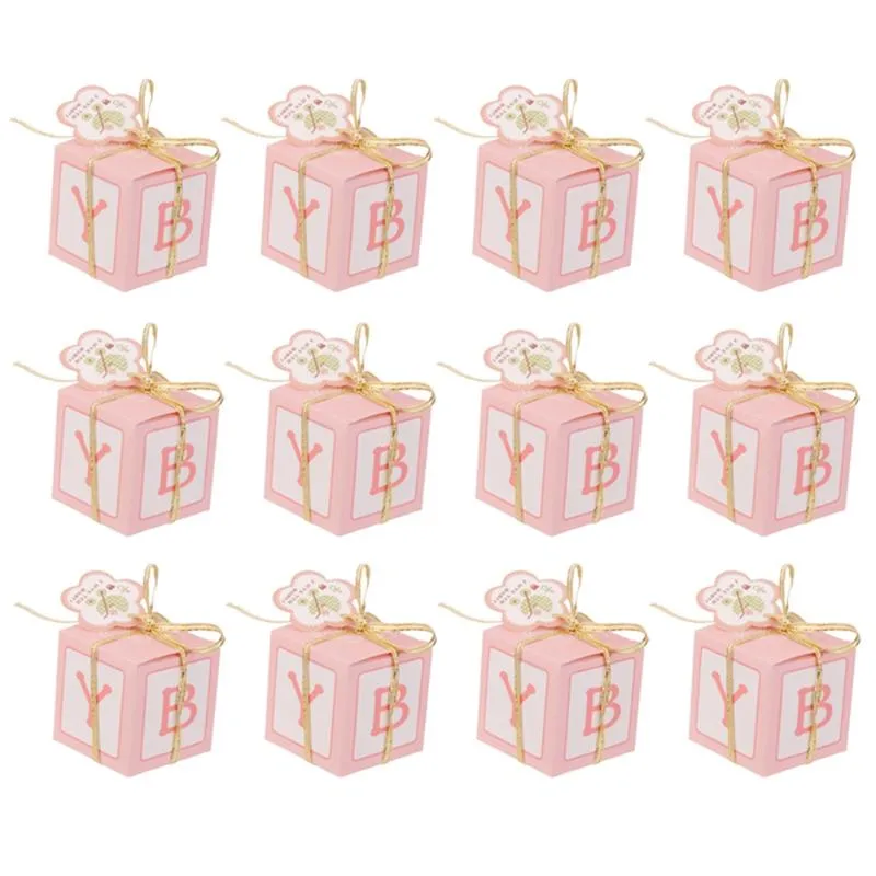 선물 랩 12pcs 핑크 블루 캔디 상자 소녀 소년 베이비 샤워 호의 생일 장식 아이와 박스