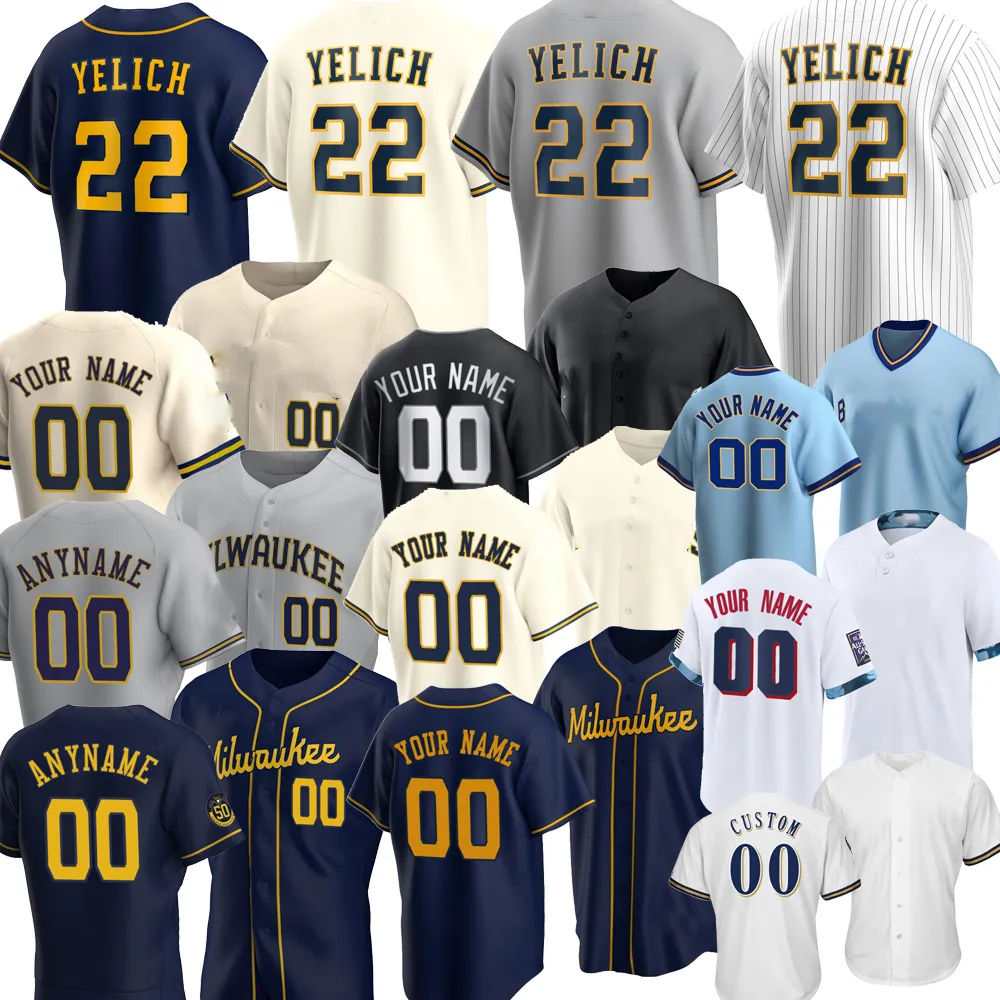 22 Christian Yelich Milwaukee 2022 Josh Hader Woodruff Lorenzo Cain Ryan Braun Brent Suter Orlando Arcia Jersey