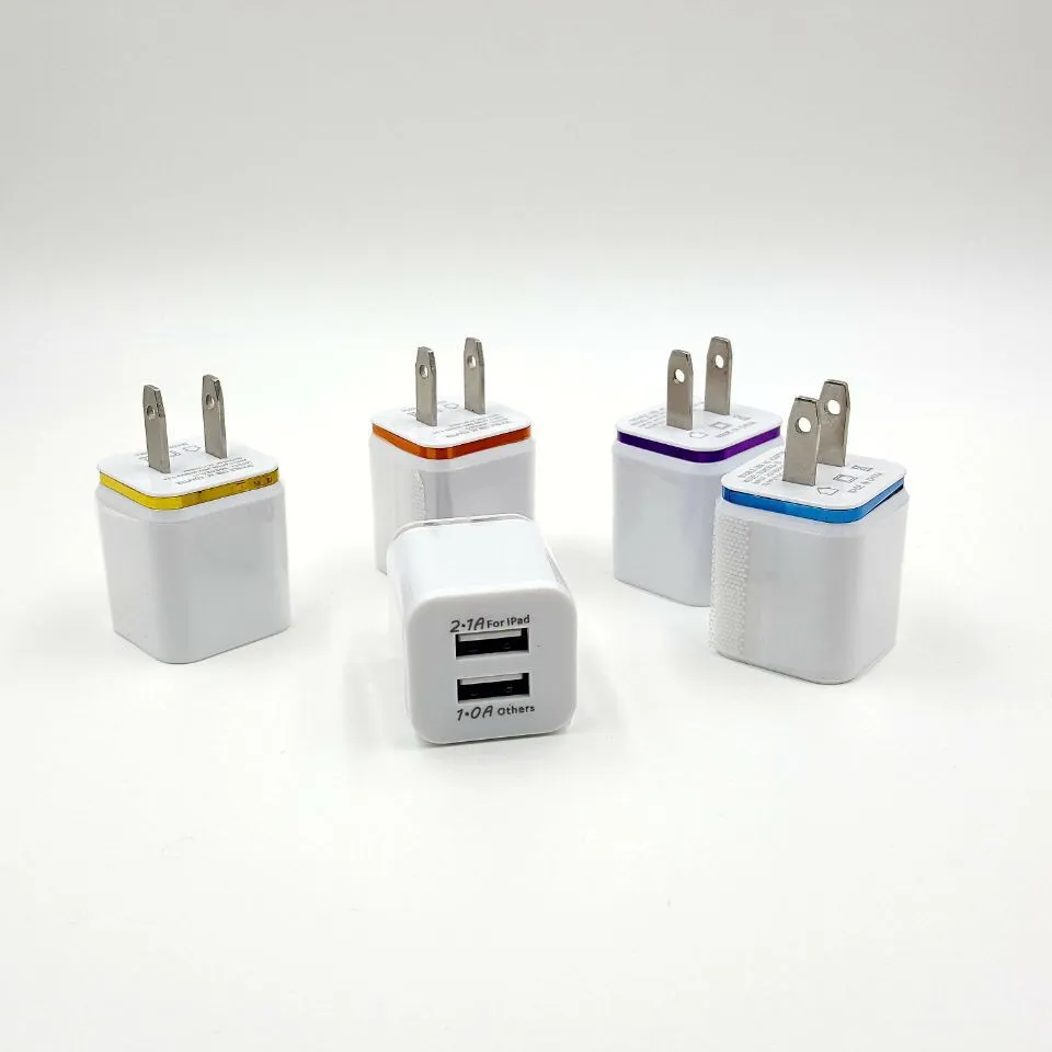 Dual USB Wall Chargers US Plug 2.1A AC Power Adapter 2 Port för Huawei iPhone Samsung LG