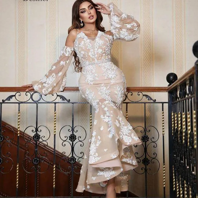 chinese dress ladies Red Beaded 3/4 Sleeve Prom Dress 2022 High Neck Formal Dress 20516 Custom Colors / 26W
