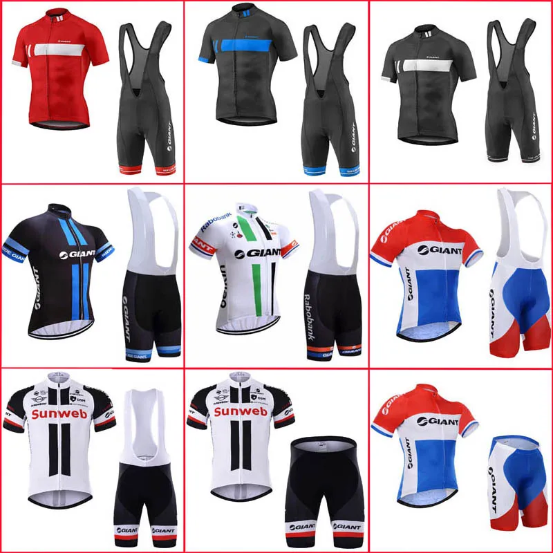 Mens Giant Team Cykling Jersey Set Racing Cykel Kläder Maillot Ciclismo Sommar Snabb Torr MTB Bike Kläder Sportkläder Y21041020