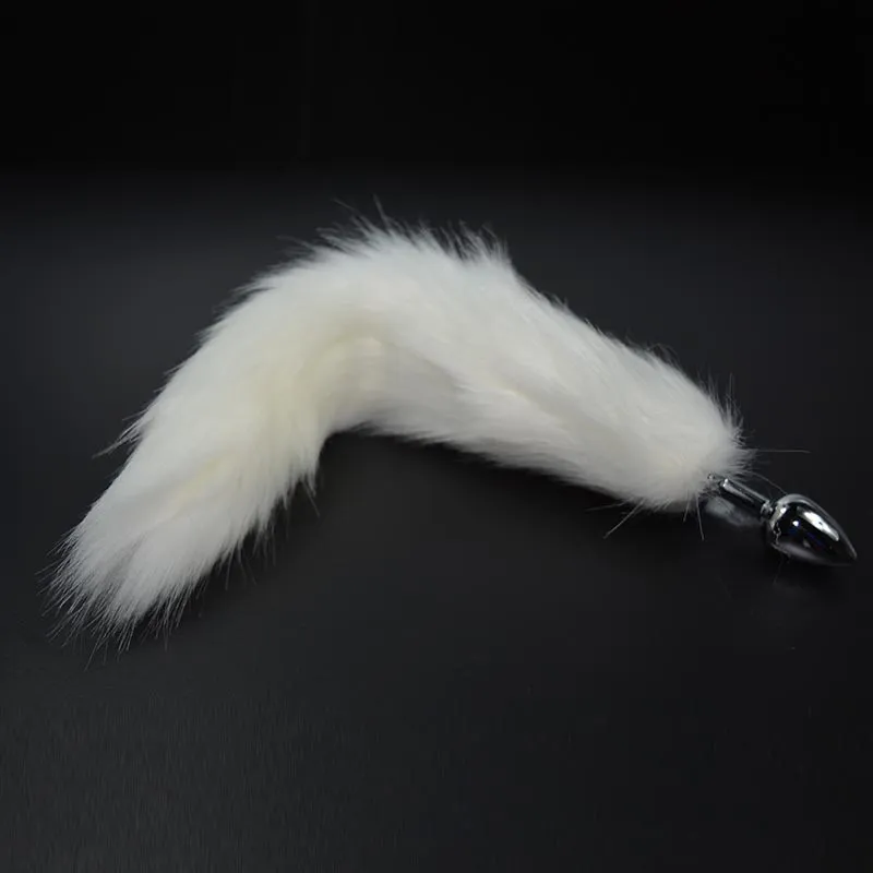 1PC Pure  Tail Butt Metal Plug 35cm Long Anal Sex Toy Animal RolePlay Cosplay with Real Racoon Dog Hiar Sex Products06