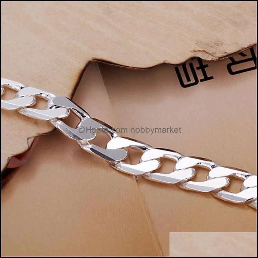 Classic 4mm flat MEN bracelet silver color bracelets new high quality fashion jewelry Christmas gifts