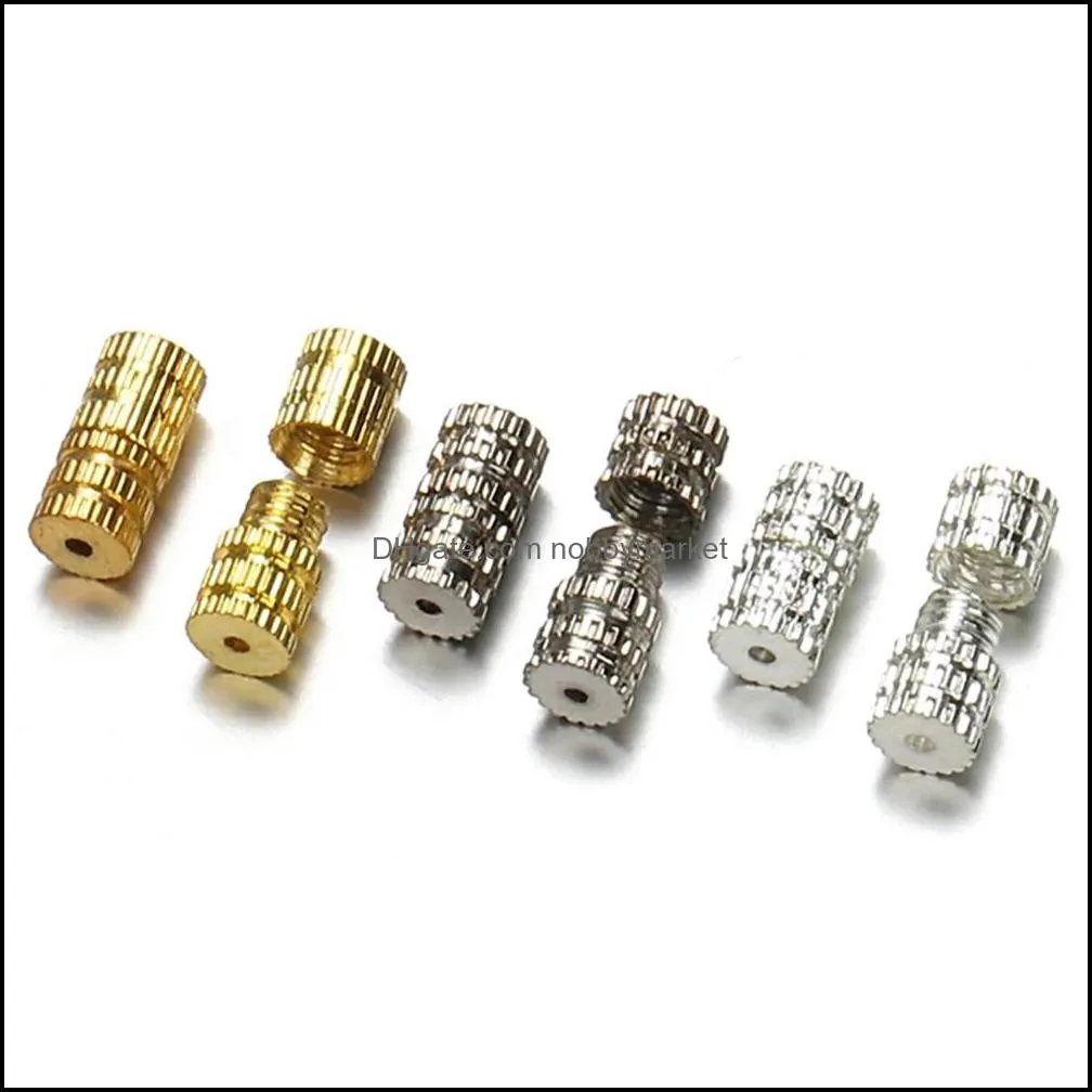 Clasps & Hooks Jewelry Findings Components Cylinder Screw Fasteners Buckles For Making Necklace Bracelet Rope End Closure Connector Diy Drop