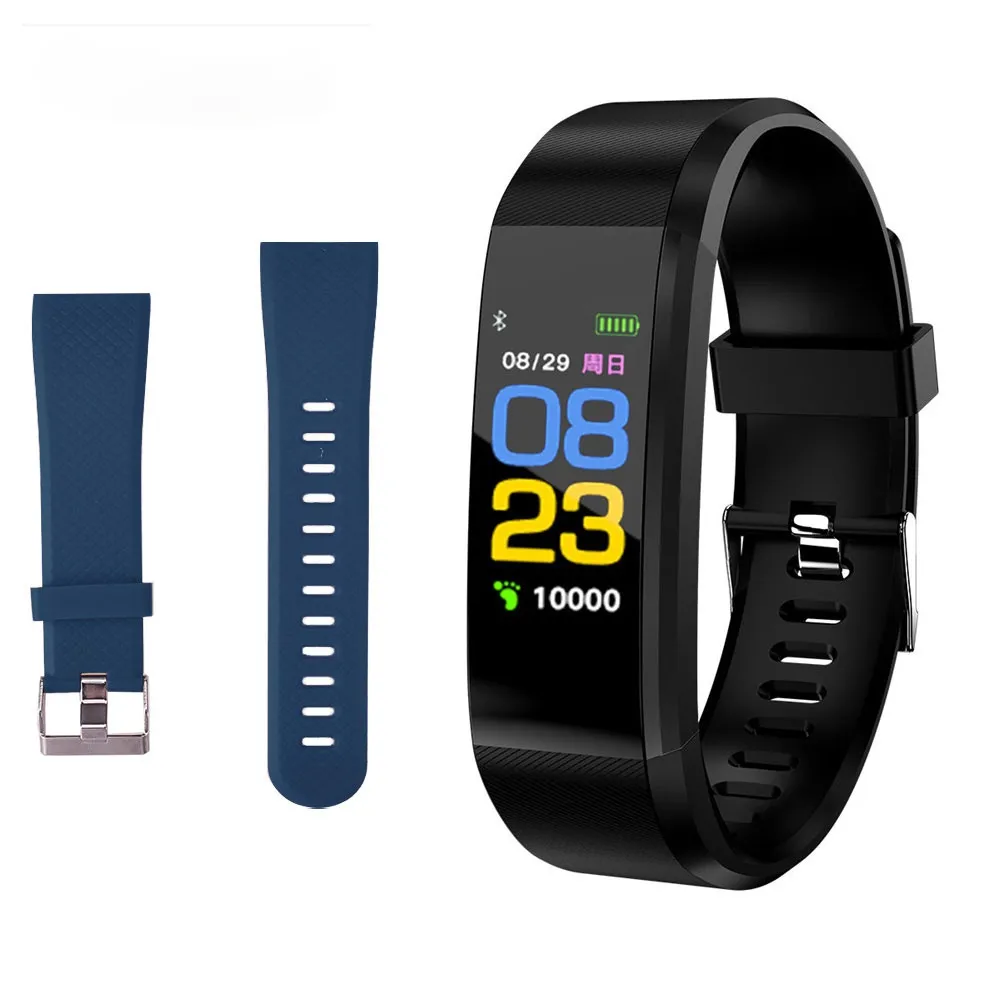 115 Plus Smart Bracelet Wristband Blood Pressure Smart Watch With Strap Fitness Heart Rate Monitor 115Plus Tracker Smartwatch