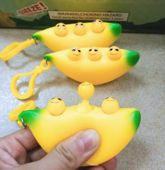 Decompression Fidget Toy Of Cute Banana Keychain Pizzicato Happy Vent Ball Children Spremere Toys Alleviare l'autismo negli adulti, portalo con te, bella decorazione