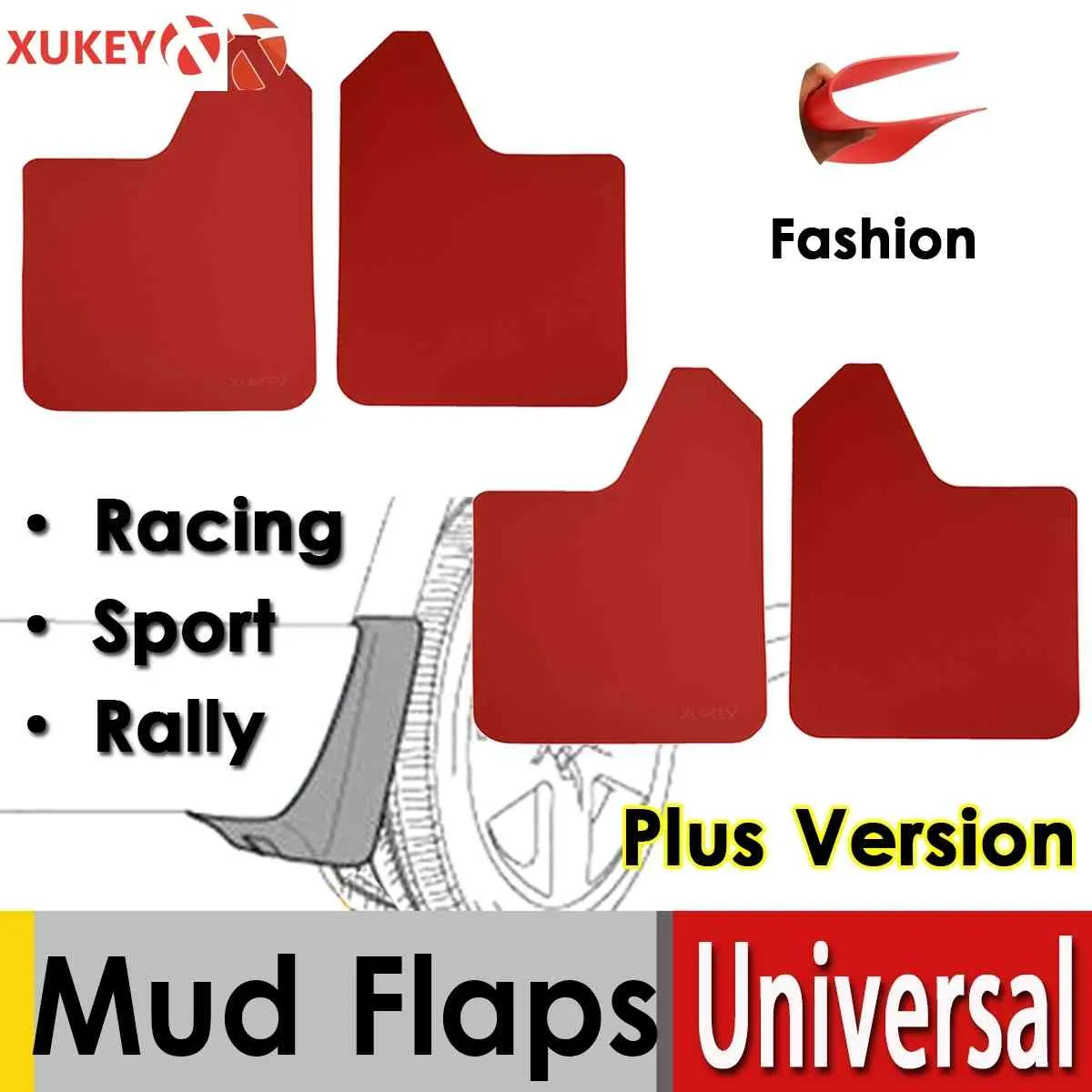 Racing Red Universal Mud Flikar för bil Pickup SUV Truck Mudflaps Splash Guards Mudguards Dirty Fender Flares Fram Bakre Sport