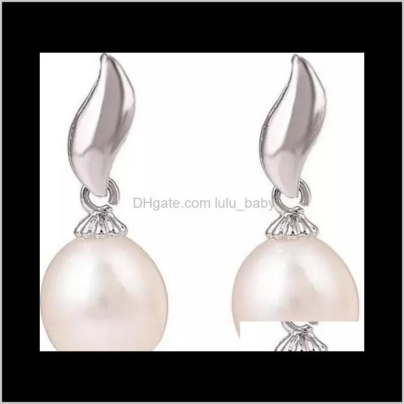 a pairs of 8-9mm white pink purple 3 color natural pearl earrings