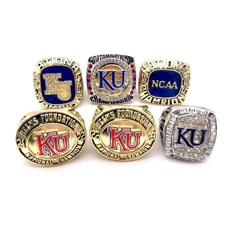 Bague de championnat en alliage pour hommes, jeu de basket-ball professionnel, sertie de diamants, rend hommage aux années des Jayhawks du Kansas