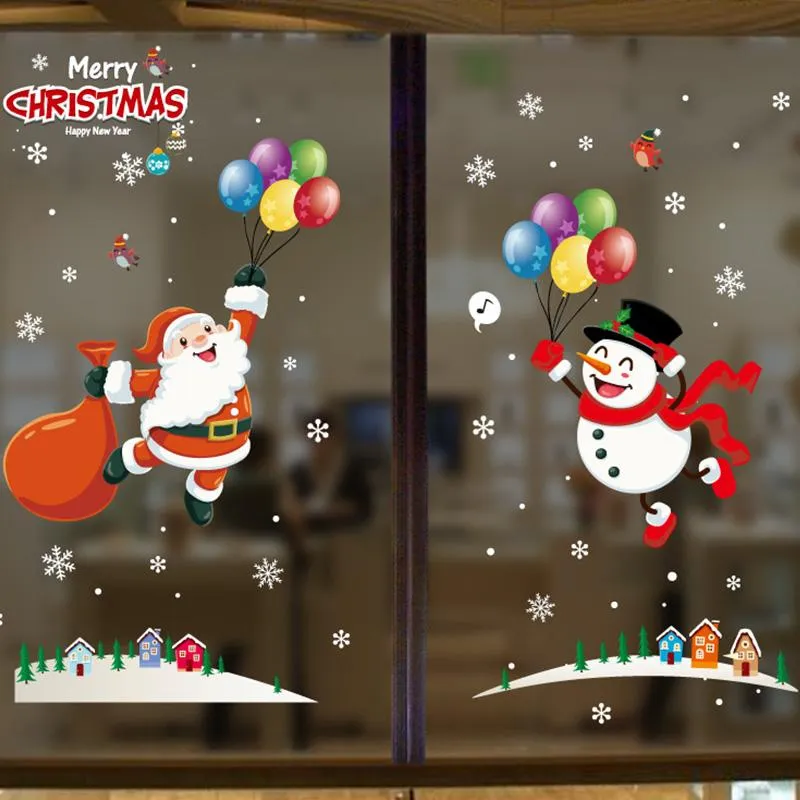 Wall Stickers 70CM*50CM Merry Christmas Window Fashion Santa Claus Room Decoration PVC Year Home Decor Removable