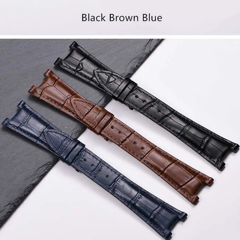 25mm Genuine Leather Watch Strap for Patek Pp 5711 5712g Nautilus Wristband Men Dedicated Notch Bracelet Folding Clasp H09152883