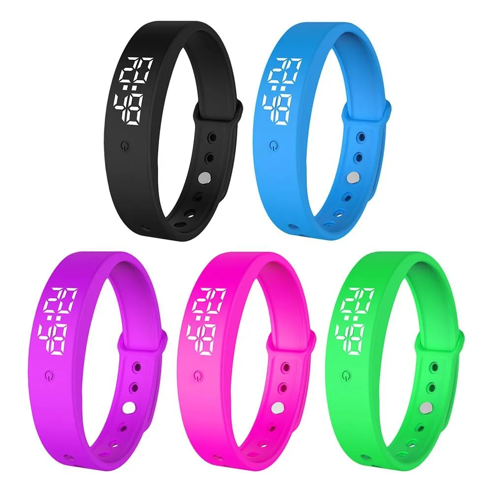 Braccialetti intelligenti per la temperatura corporea V9 Bracciale Monitor Termometri Allarme a vibrazione Orologio Smartband Fitness Banda impermeabile Bluetooth Migliore qualità