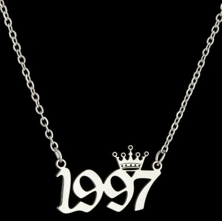 NEW Personalized Birth Year Number Necklaces Custom Crown Initial Necklace Pendants For Women Girls Birthday Jewelry Special Year