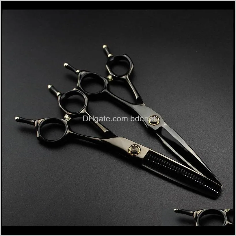 professional japan steel 6 `` cut black bearing hair scissors haircut thinning barber makas cutting shears hairdresser scissors