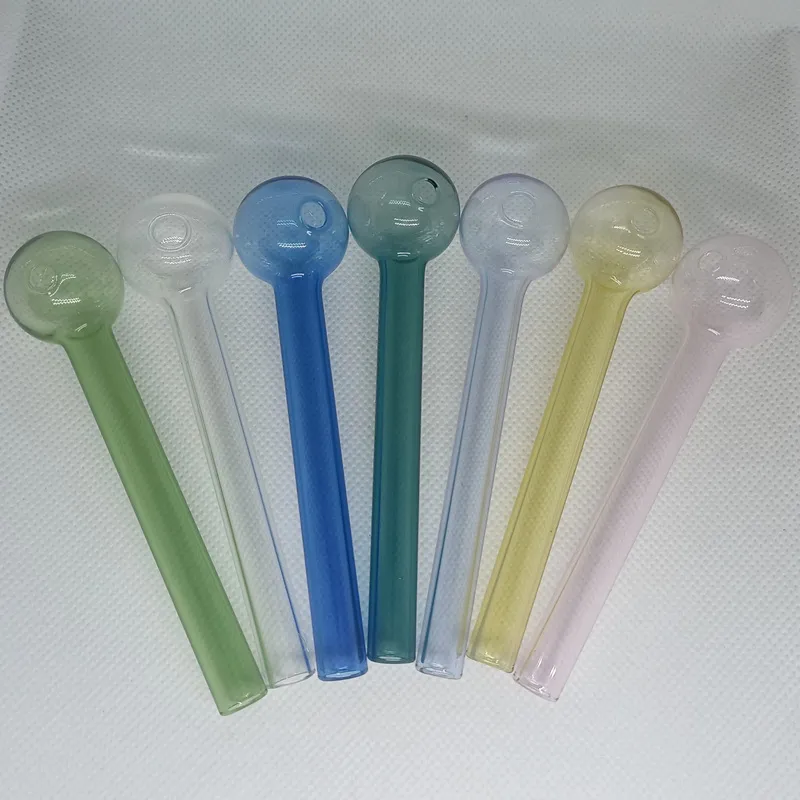 Smoking 4.1inch Length Glass Oil Burner Pipe OD 20mm 25mm Clear Colorful Burning Tube Dry Herb Tobacco Handle Nails Dab Rigs Accessories