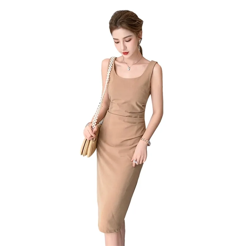 Sexy office tight Dress korean ladies Summer Sleeveless Night club cabaret Party Midi Dresses for women 210602