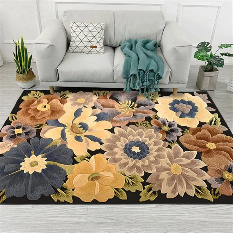 Carpets Flower Printed Carpet Sofa Large Bedroom Bedside Balcony Floor Mats Home Decoration Area Rugs Rug Mat