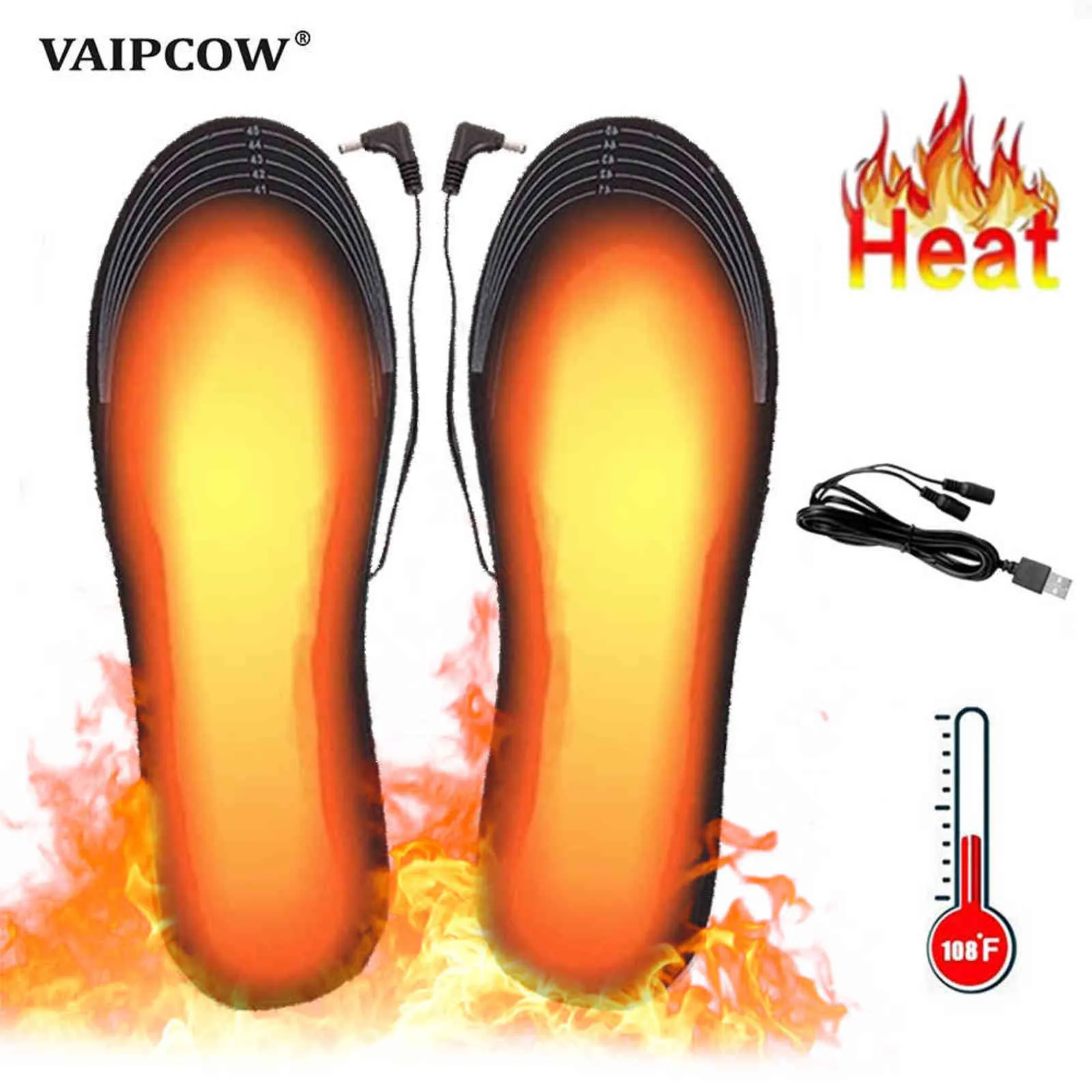 VAIPCOW USB uppvärmda skoinsulor för fötter varm strumpa matta elektriskt uppvärmningsinsulor tvättbara varma värmeinsulor man kvinnor h1106