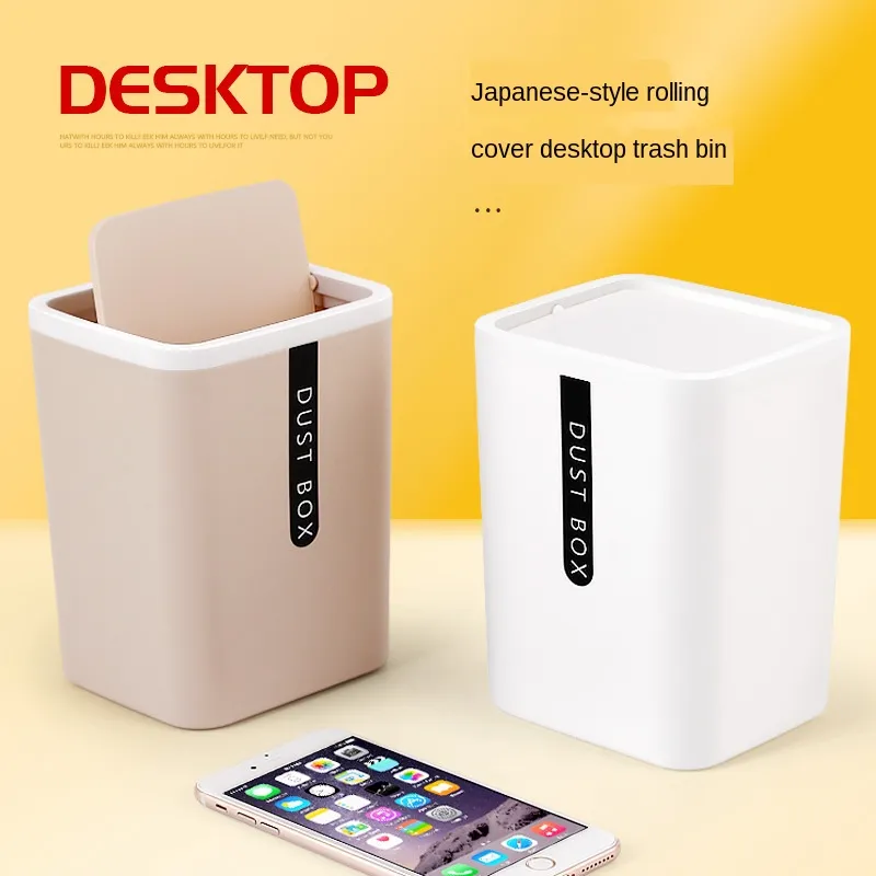 Hot Creative Mini Waste Bin Desktop Skräp Korg Hem Bord Plast Kontor Kök Skräp Kan lagra i köket Badrum