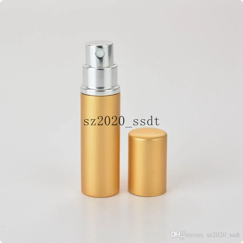 500 Stück 5 ml Matt-Flachkopf-Parfümrohr aus eloxiertem Aluminium, Parfüm-Sprühflasche, Subbottling-Gesundheitspflegeflasche, kann individuell angepasst werden