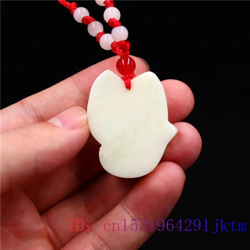 Jade Renard Pendentif Blanc Bijoux Collier Charme Amulette Cadeaux De Mode Sculpté Femmes Chinoises Accessoires Pierre Précieuse Naturelle