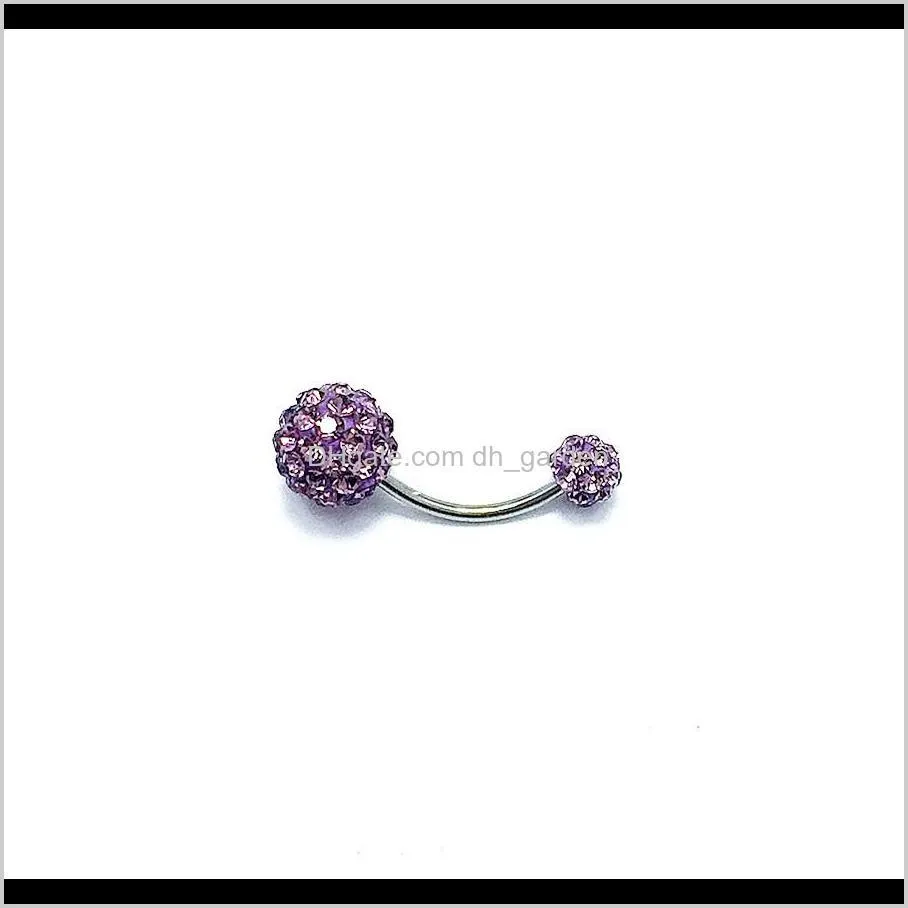 hotsale 316l stainless steel double crystal ball diamond belly button navel ring body jewelry piercing