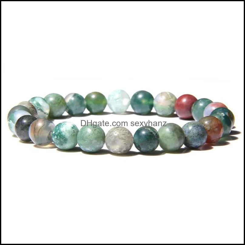 Beaded, Strands Lucky Stone Bead Bracelet Chakra Yoga Natural Round Lava Turquoises Agates Bracelets For Female Male Couples Creative