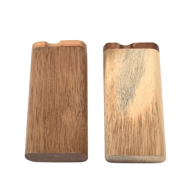 Rökning Natural Trä Dugout Keramik En Hitter Pipe Storage Case Box Portable Innovativ Design Protective Cigarette Holder Tool Högkvalitativ DHL Gratis