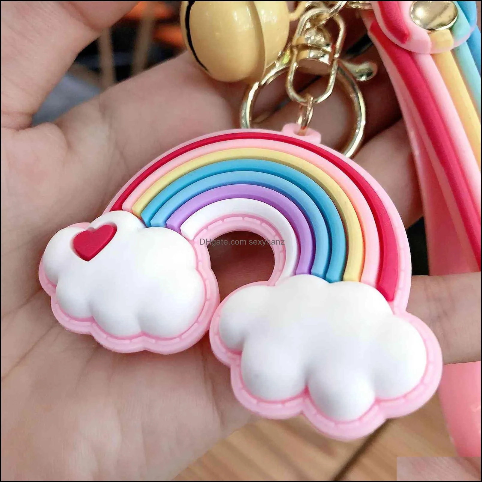 Keychains Version Girl`s Creative Soft Plastic Ring Schoolbag Seven Pendant Accessories