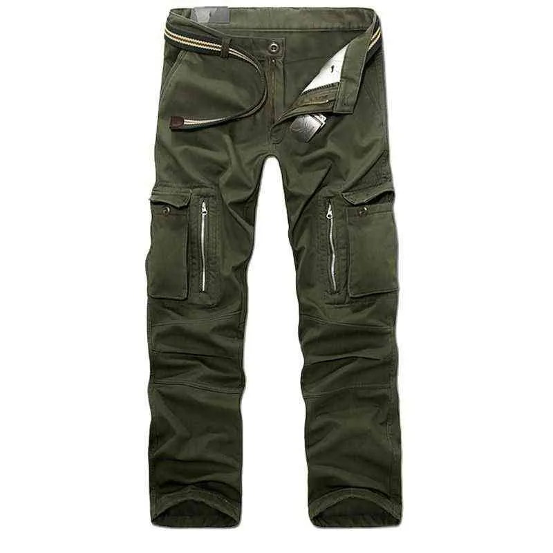 2021 Herfst Winter Nieuwe Heren Casual Overalls Mensen Multi-Pocket Casual Plus Size Broek Mannelijke Mode Militaire Tactische Broeken H1223