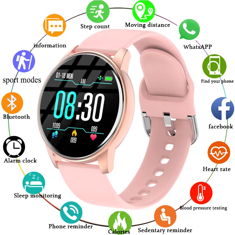Reloj inteligente Pronóstico del tiempo en tiempo real Rastreador de actividad Monitor de ritmo cardíaco Deportes Damas Hombres para Android IOS
