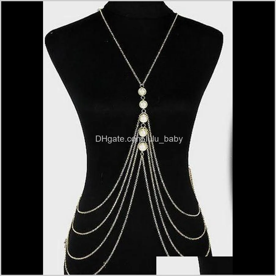 belly chains europe and united states fashion multi-layer handmade artificial pearl body chain