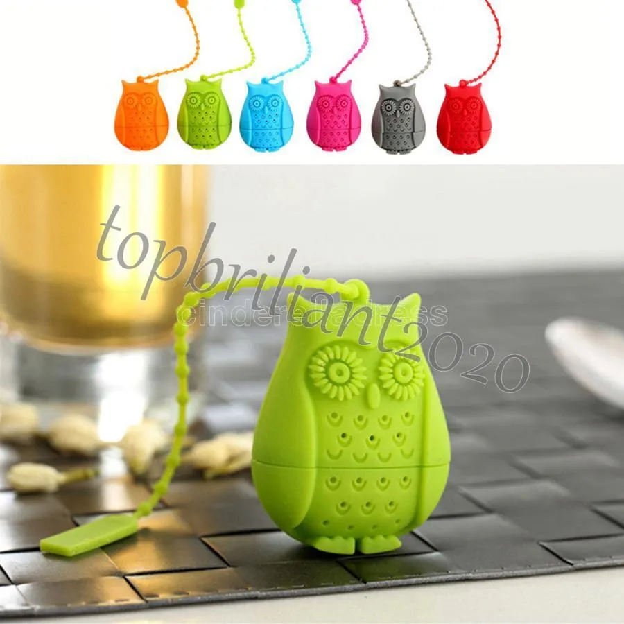 Siliconen Uil losse theezakje houder infuser filter geperforeerde zeef theelepel filter infuser cartoon losse blad thee faciliteiten