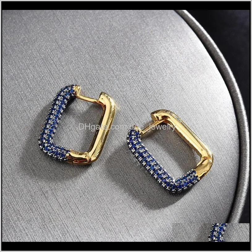 fashion exquisite micro zircon simple small square hoop earrings geometric gold color earring aros mujer dff0561