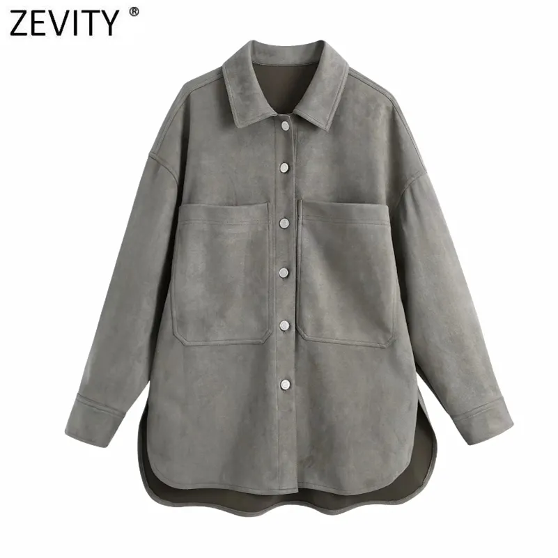 Women Vintage Big Pcokets Patch Suede Smock Blouse Office Ladies Single Breasted Business Shirts Chic Blusas Tops LS7439 210416