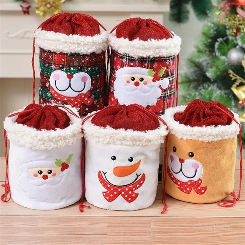 Décorations de noël sac de noël cadeau de noël sac de pomme bonhomme de neige Santa noël-sac à cordon fournitures de fête 4966